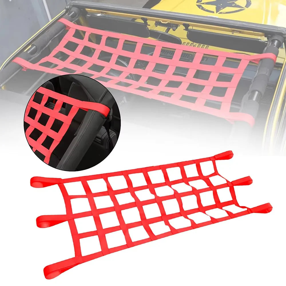 1x Car Roof Net Hammock Mesh Cargo Rooftop Netting Heavy Duty for TJ YJ JK JKU JL JLU JT 1987-2024 for Suzuki Jimny  JB74 19-23