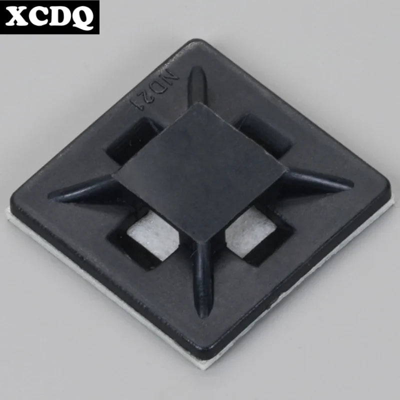 100pcs Self Adhesive Nylon Cable Tie Holder Zip Tie Fixed Seat PA66 Plastic Cable Clips 3M 1600T Strong Adhesive Tie Mount