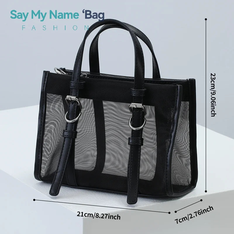 Women's Fashion Yoga Transparent Mesh Bag Luggage Sports Large-Capacity Mesh Beach Bag Swimming Bag Outdoor Fitness Bag