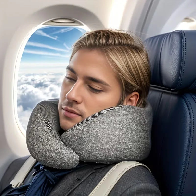 U-shaped Pillow for Airplanes 2026 Travel Neck Support Pillow Memory Foam Adjustable Noon Break Sleep Pillows Offices and Cars