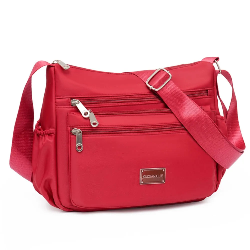 Portable Nylon Messenger Bags Large Capacity Casual Crossbody Pack Solid Color Waterproof Tote Bags Women Girls