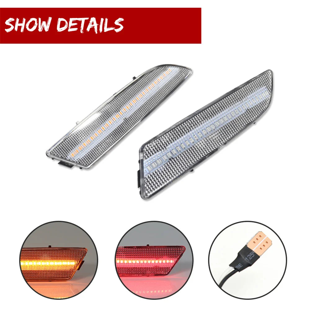 Amber / White / Red LED Car Fender Flare Light Front / Rear Bumper Side Marker Indicator Lights For Chrysler Crossfire 2004-2008