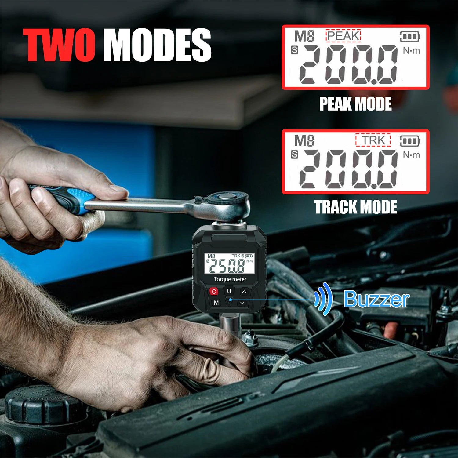 Buzzer Alarm Torque Meter Wrench 1/4'' 3/8'' 1/2'' Electronic Torque Wrench Digital Torque Adapter Bike Car Repair Hand Tool Set
