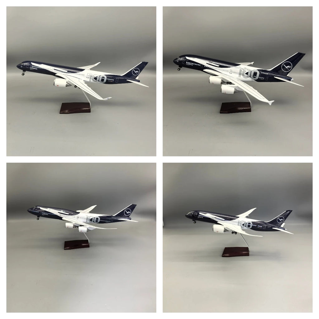 43-47cm Large Scale Lufthansa100 Years Collectible A350 380 B747 787 Diecast Resin Airplane Model for Collection Display or Gift