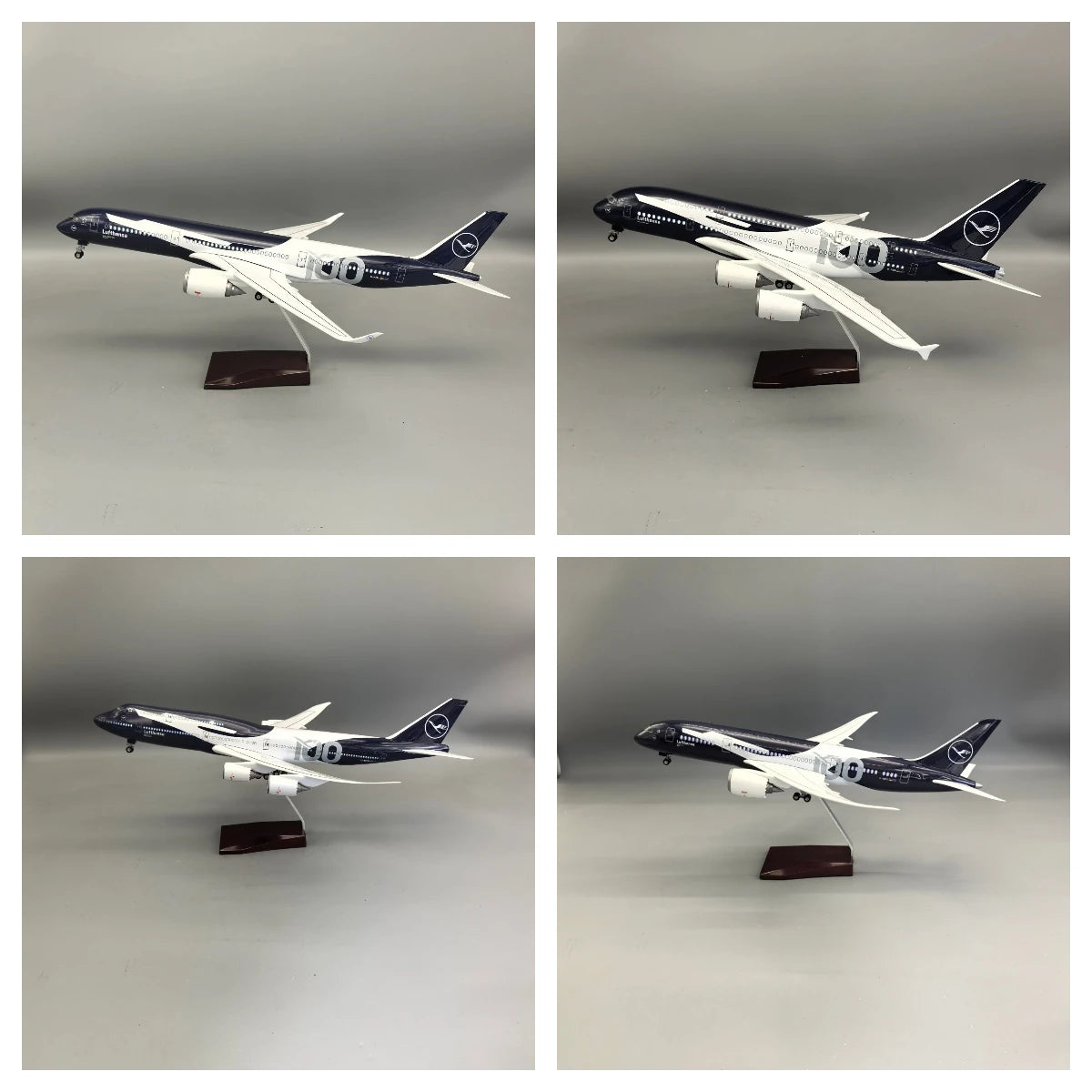 43-47cm Large Scale Lufthansa100 Years Collectible A350 380 B747 787 Diecast Resin Airplane Model for Collection Display or Gift