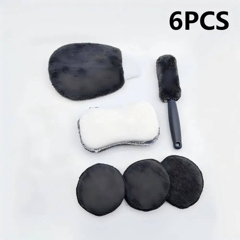6/9Pcs Microfiber Car Wash Kit Scratch Free Auto Detailing Cleaning Tools Set Car Care Wash Mitt Towels Sponge Applicator Pads