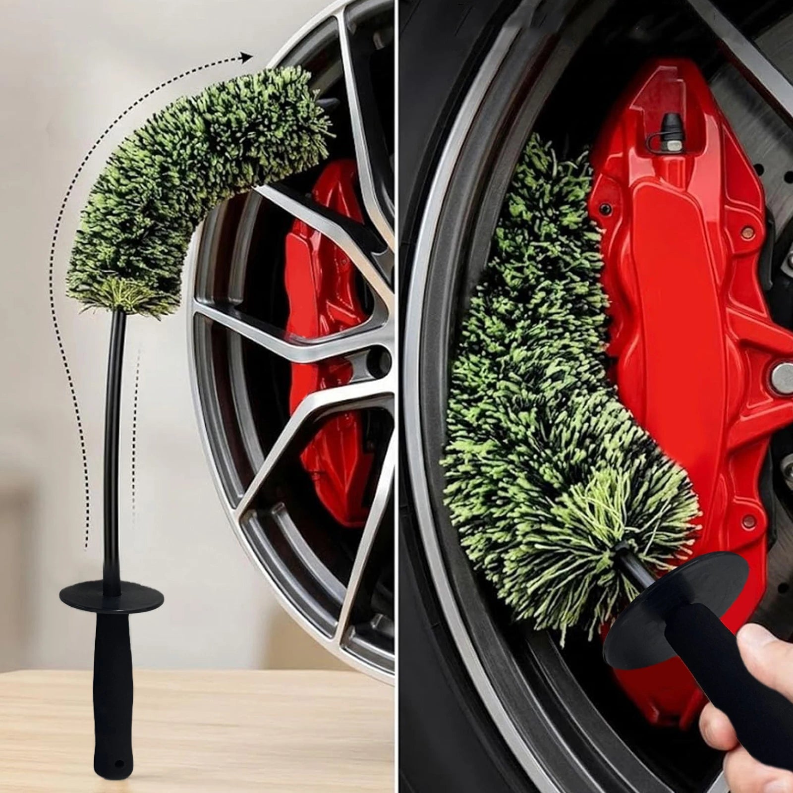 Wheel Barrel Brush with Ergonomic Handle Car Wheel Cleaner Brushes Non Scratch Multipurpose for Wheels Rim Clean Car Detailing