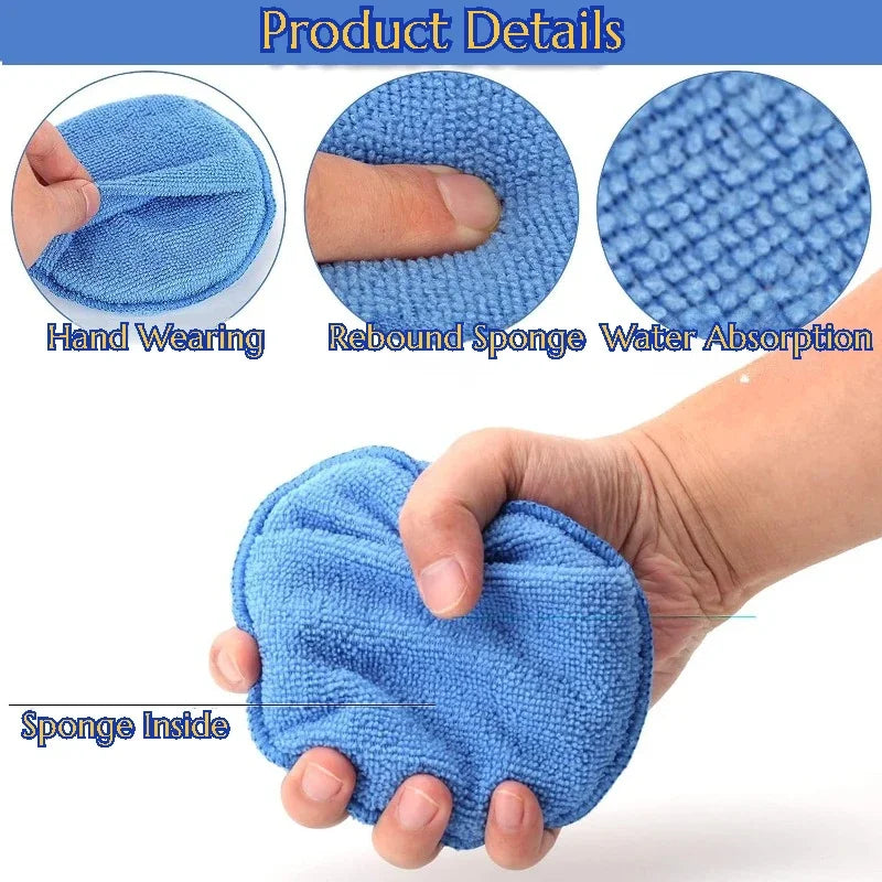 Car Wax Applicator with Finger Pocket, Buffing & Detail Polishing Foam Pads for Car Cleaning and Fine Polishing (5 inch,5 Pack)