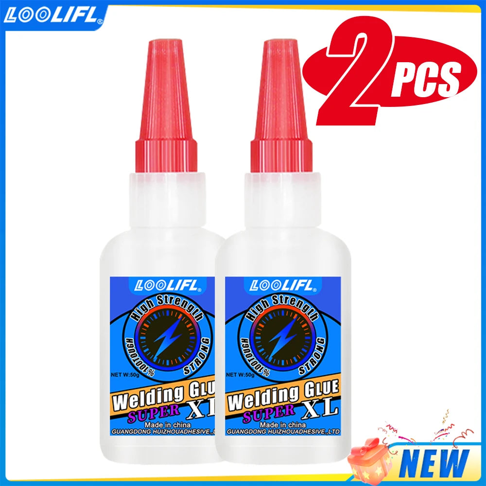 LOOLIFL 50g Transparent High-Strength Super Glue - Oil-Based Instant Repair Glue, Trace-Free & Fast-Drying, Free Dropper