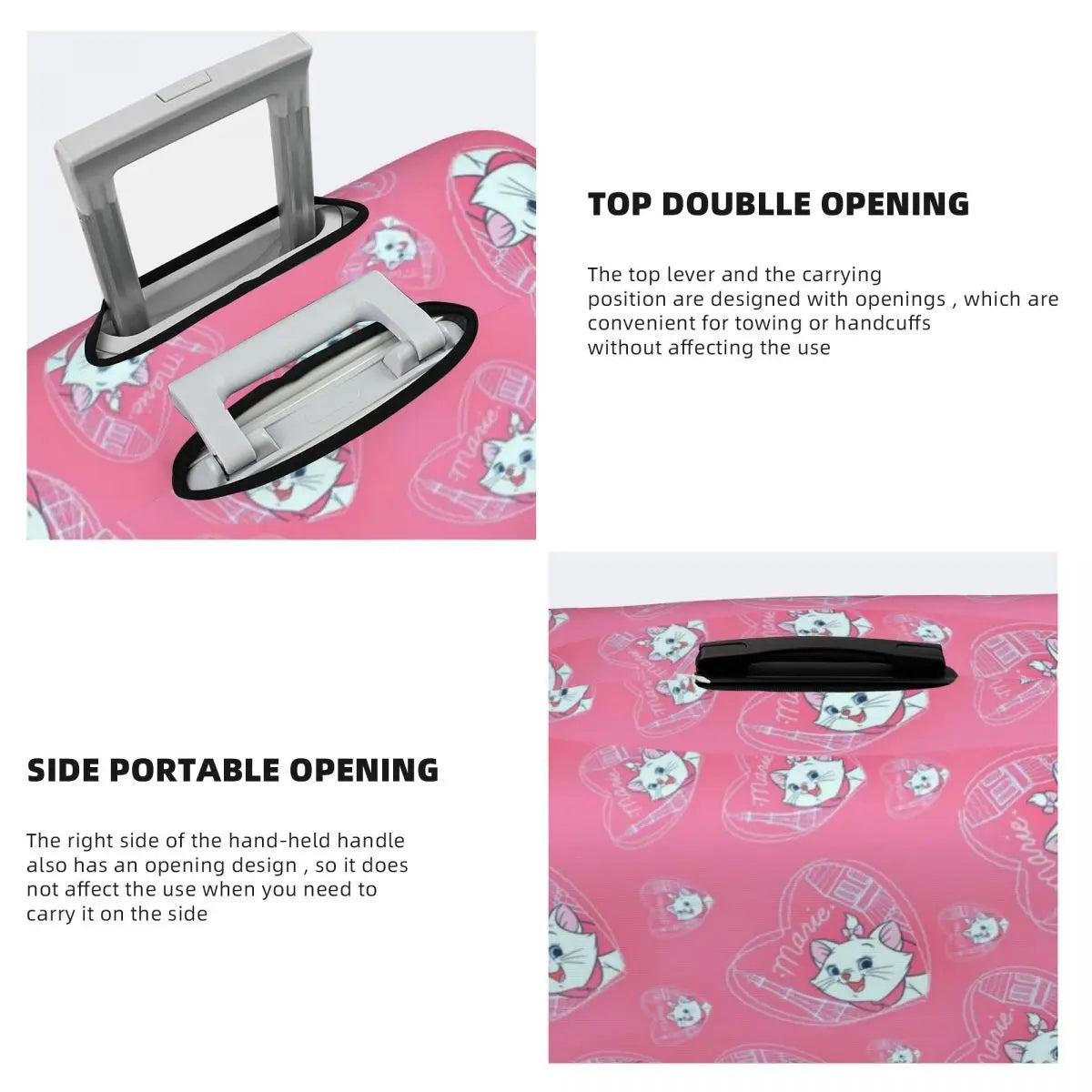 CustomM-Marie Cat Cartoon Travel Luggage Cover Elastic Suitcase Cover Protector Fit 18-32 Inch