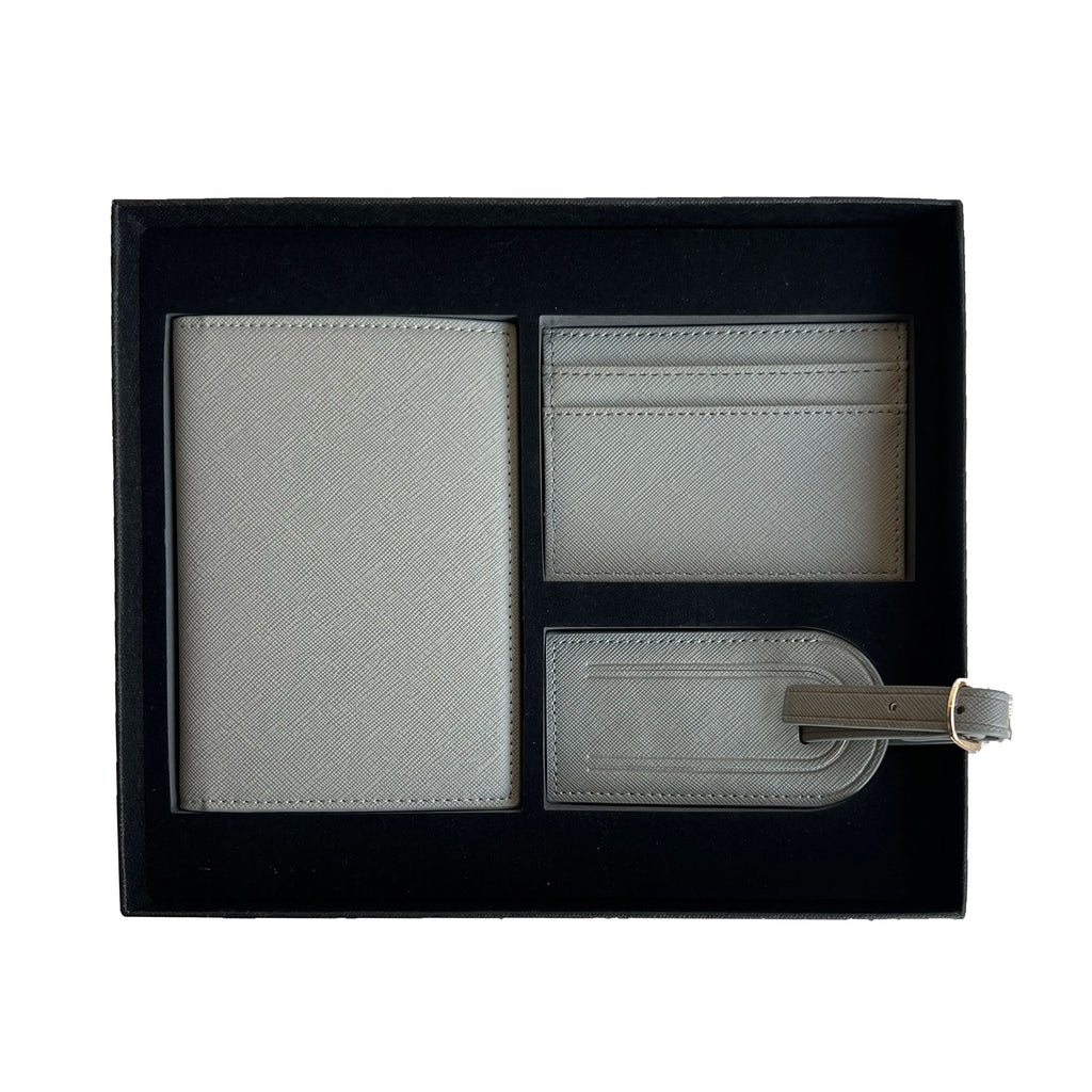 Free Custom Name Initial Gift Box Set Crocodile Leather Passport Cover  Luggage Tag Cardholder Travel Accessories