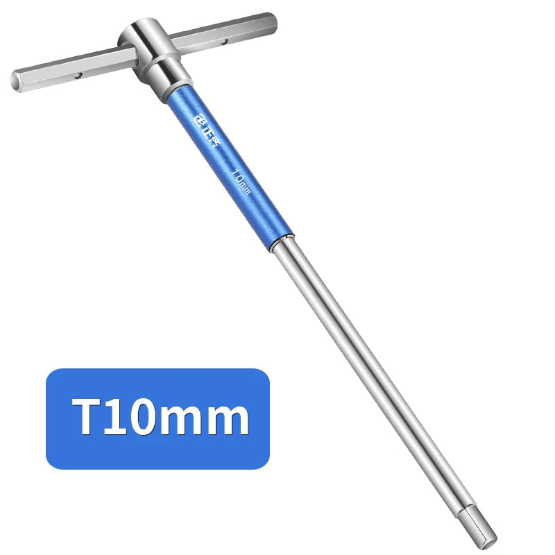 T-Type Hex Torque Wrench Mechanical Workshop Hand Tools Elongated Rotating Hexagonal Sliding Rod Screwdrivers 2-10mm