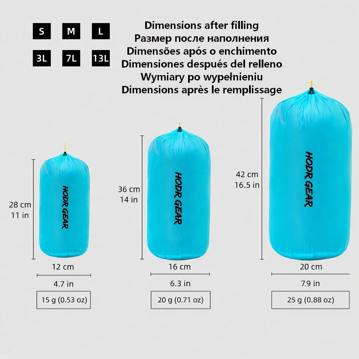 [HODR GEAR] Stuff Sack Ultra-SIL Ripstop Ultralight Water-Resistant Ditty Bags Drawstring for Traveling Hiking Backpacking