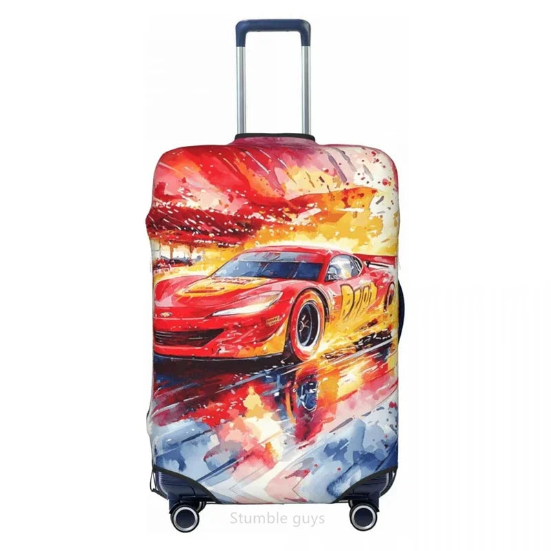 High Elasticity Suitcase Cover Car Pattern Fits 18-32 Inch Luggage Durable Washable Dustproof For Airplane & Road Trips