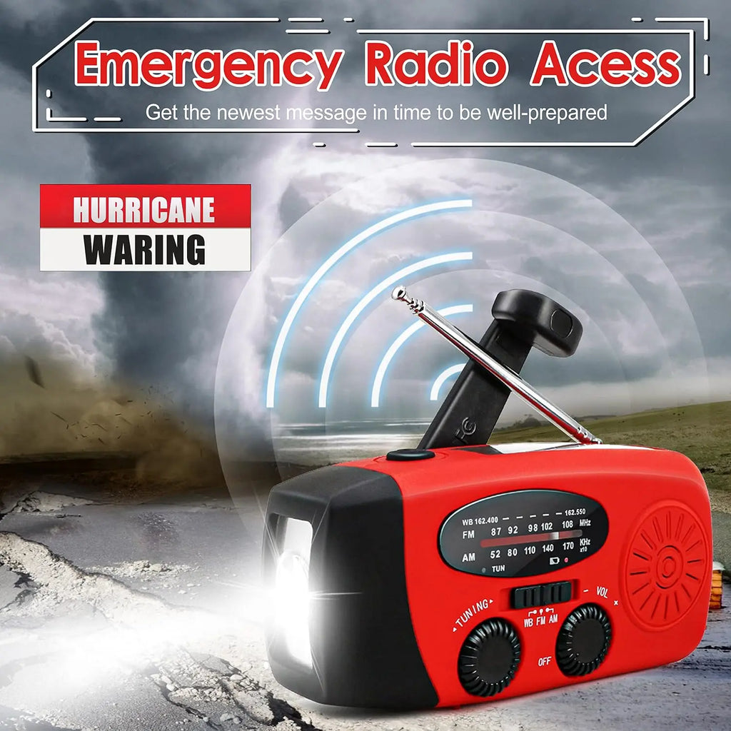 Multifunctional Hand Cranked Generator Power Bank Solar Weather Radio Outdoor Emergency Portable USB Charging Suitable Outdoor