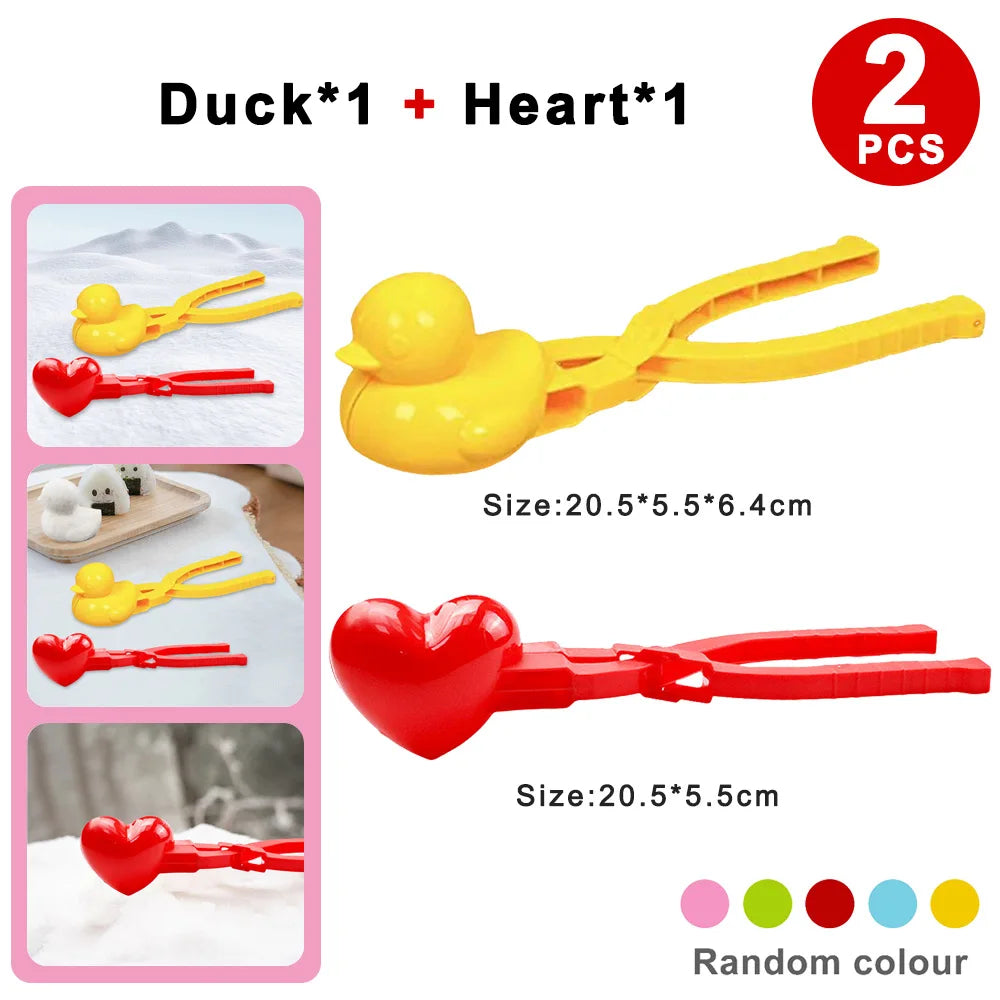 4pcs Cute Bear Duck Snowball Clip Snow Clay Ball Maker Creative Snowballs Mold Snow Shovel for Kids Outdoor Sports Snow Toys