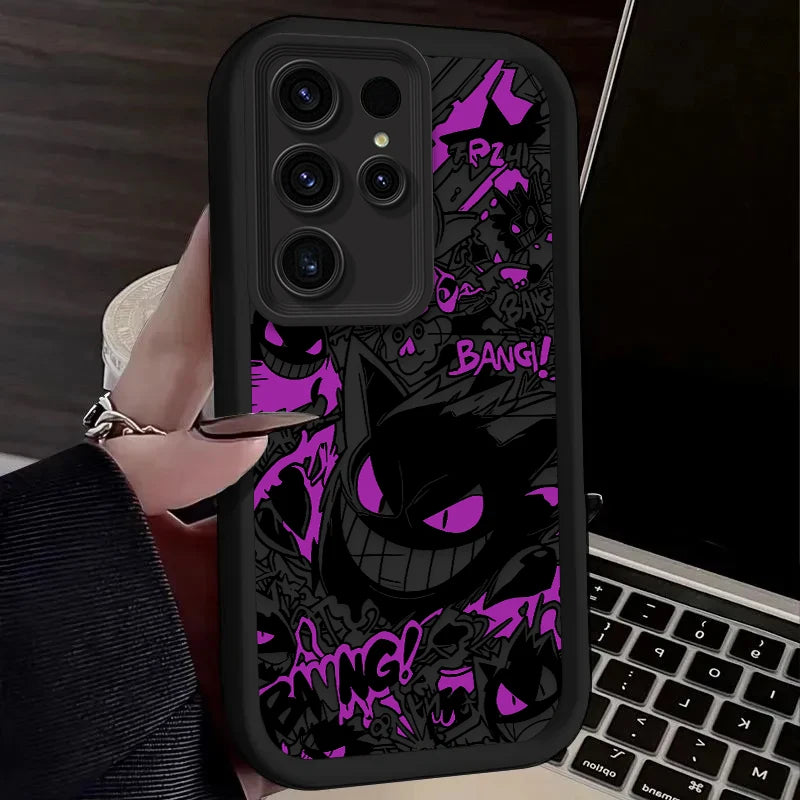 P-Pokemon Gengar Graffiti Phone Case for Samsung Galaxy S24 S25 S23 Ultra S22 S21 Plus FE A36 A56 A26 A16 A06 A15 A25 A35 A55 5G