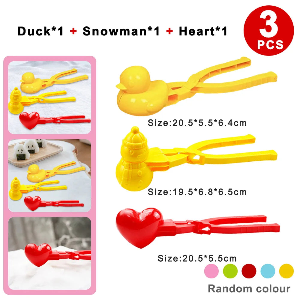 4pcs Cute Bear Duck Snowball Clip Snow Clay Ball Maker Creative Snowballs Mold Snow Shovel for Kids Outdoor Sports Snow Toys