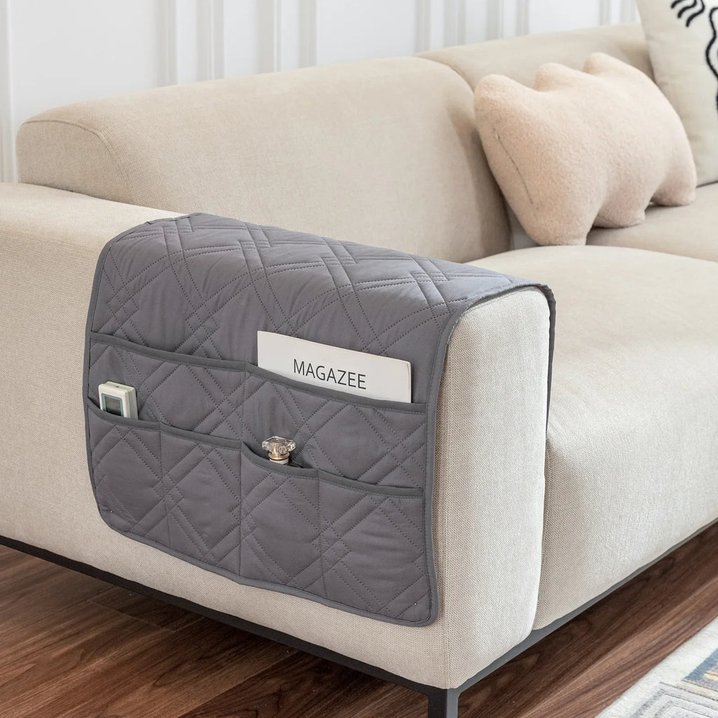 New Sofa Hand Towel with Storage Pocket Magazine Remote Control Sofa Recliner Armrest Clutter Management Bag