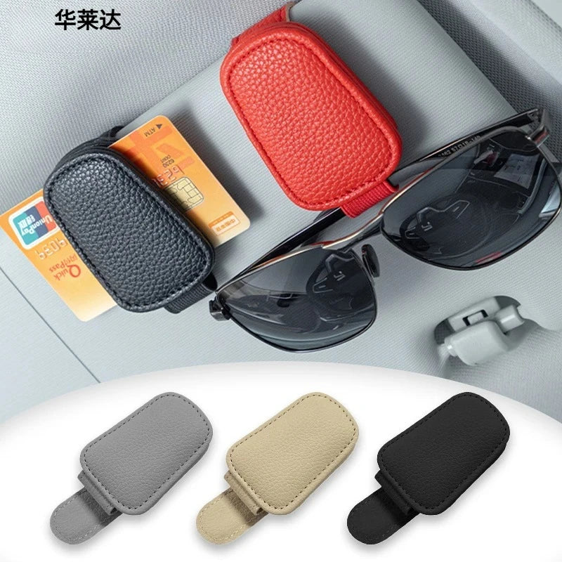 BLALION Car Sun Visor Clip Glasses Cards Case Auto Sunglasses Visor Glasses Holder Sunglasses Bracket Holder PU Glasses Support