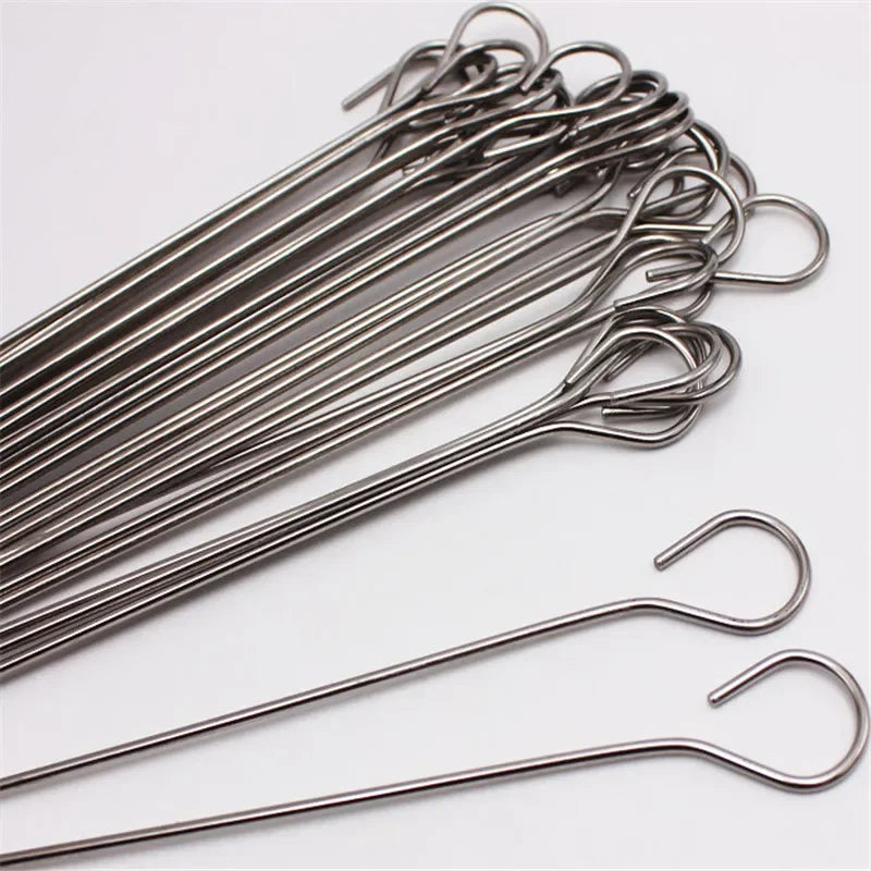 10 20 pcs Outdoor camping picnic tools Round Roast Skewers Needle stick Stainless Steel BBQ Barbeque Skewers kitchen utensils