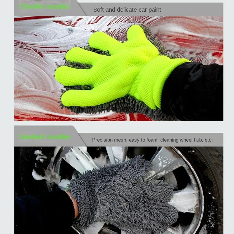 1/2pcs Ultra-Luxury Microfiber Car Wash Gloves Car Cleaning Tool Home Use Multi-function Cleaning Brush Detailing Washing Gloves