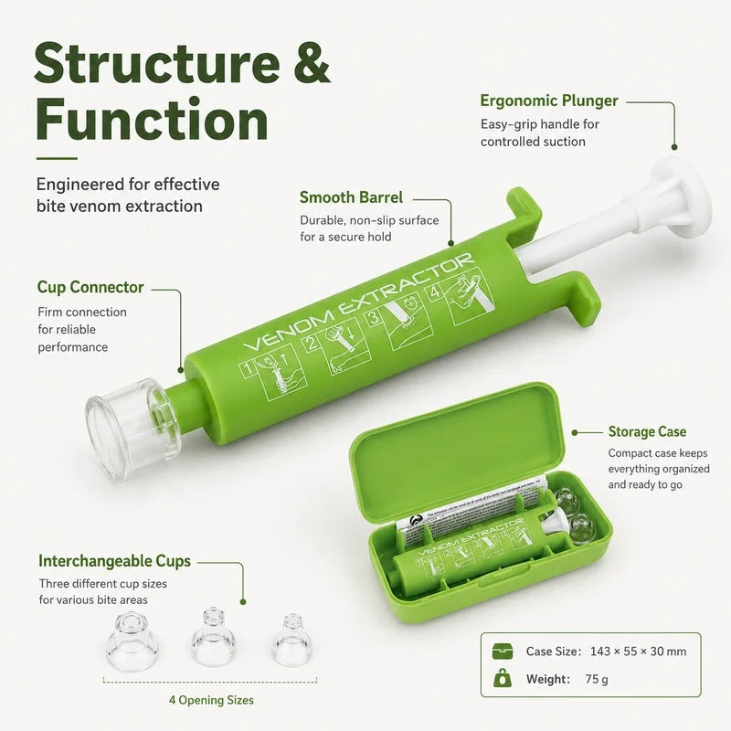 TINSOL Portable Outdoor First Aid Insect Bite Venom Suction Kit – Suitable for mosquito bee and wasp stings, camping, and hiking