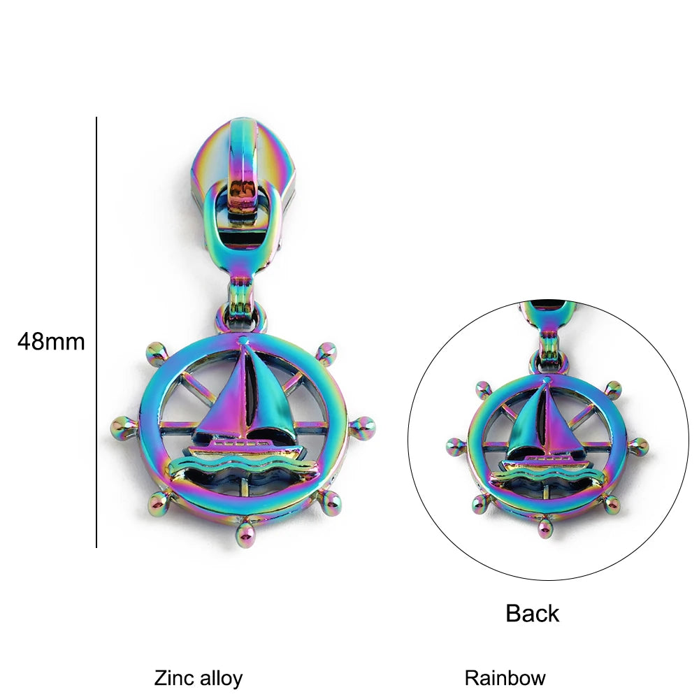 10/40/100PCS Sailboat/Sewing machine Shape 5# Nylon Zipper Puller Slider For DIY Garment Bags Shoulder Shoes Replace Accessories