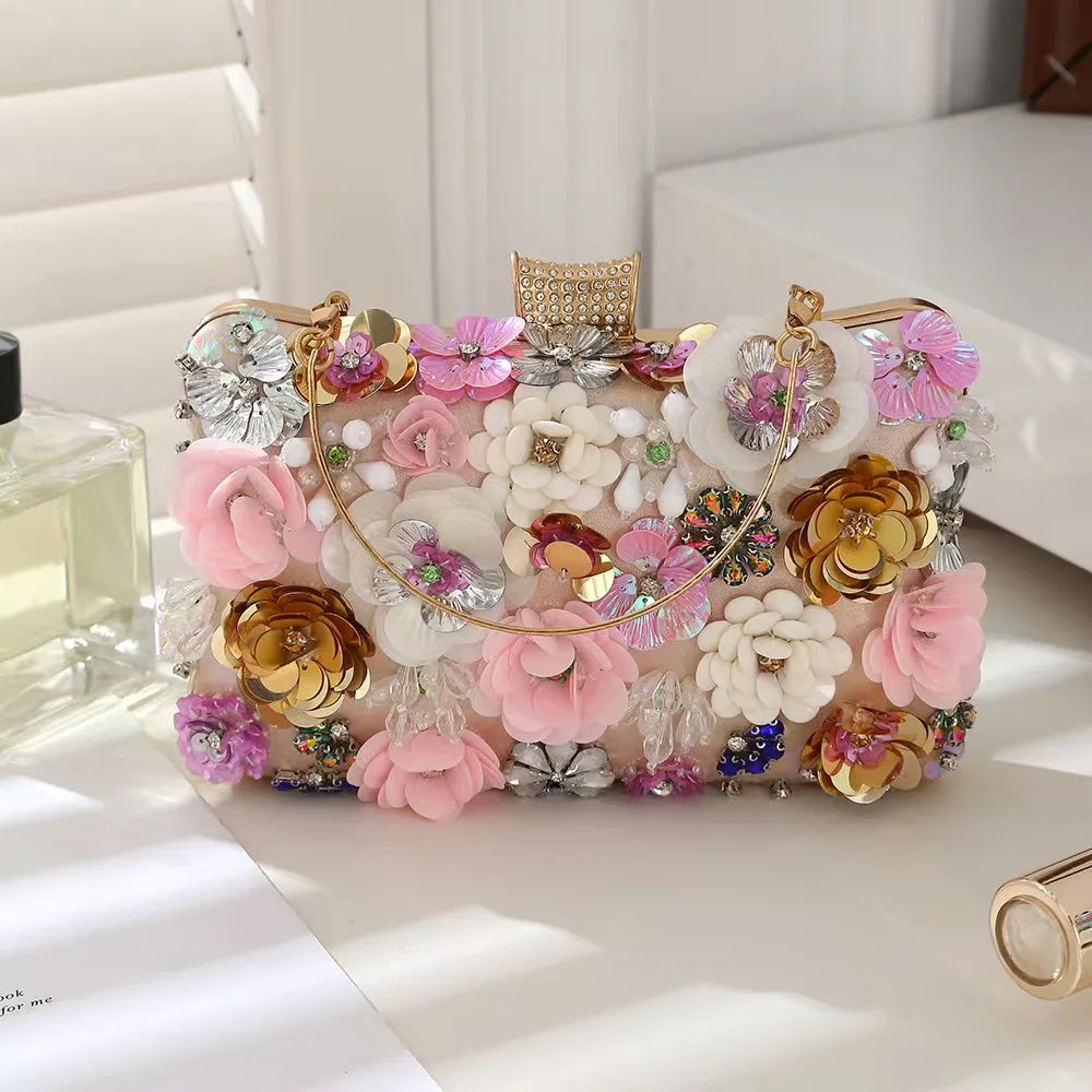 New High-end Flower Dinner Bridal Evening Bag Creative High-value Flower Princess Diana Bag Clutch Purses Bolsas De Fiesta Noche