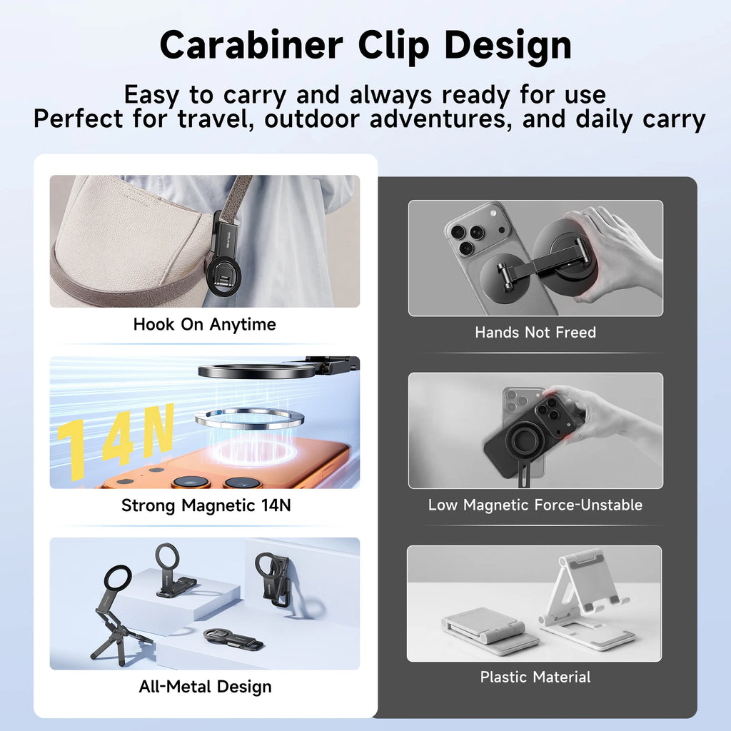 7RYMS 7Rig T1 Foldable Magnetic Phone Tripod Aluminium MagSafe Phone Holder with Hook for Smartphone Vlog Travel Video Recording