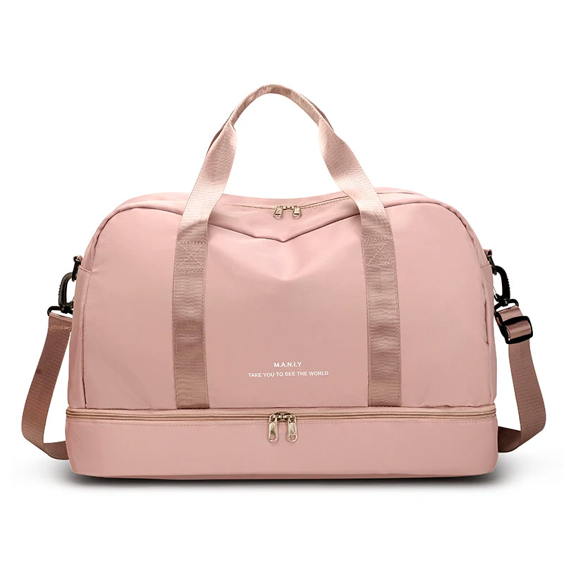 Expandable Travel Duffle Bag for Women, Sports Handbag, Fitness Bag, Large Capacity, One Shoulder Weekend Overnight Bag