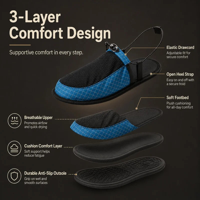 Foldable Quick Dry Water Slippers Anti Slip Barefoot Wading Shoes Lightweight Travel Beach Camp Hotel Portable Outdoor Sandals