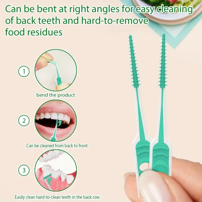 100Pcs Interdental Silicone Brushes Dental Toothpicks Brush Between Teeth With Thread Oral Cleaning ToolsHot