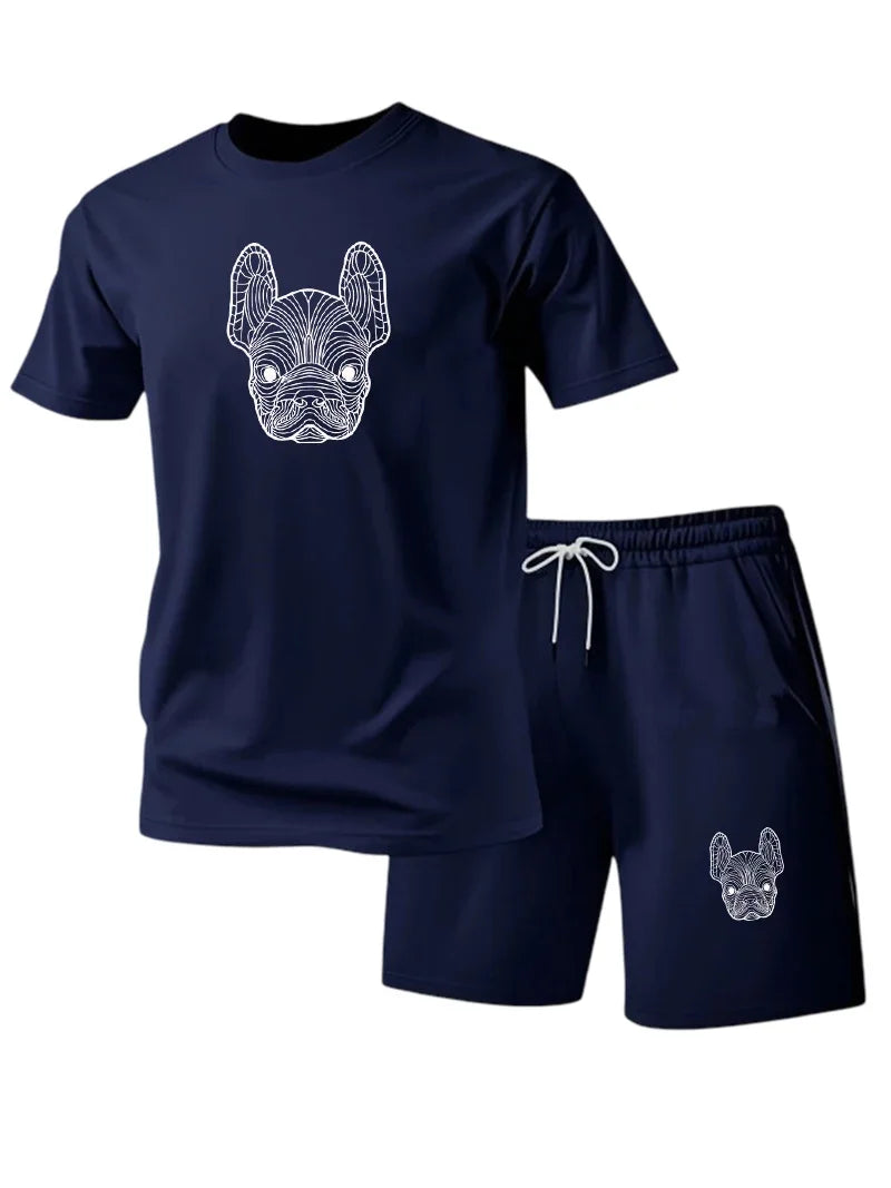 Summer Men's Quick Dry Casual Short Sleeve T-Shirt And Shorts Set City Street Fashion Running Sports 2-Piece Suit