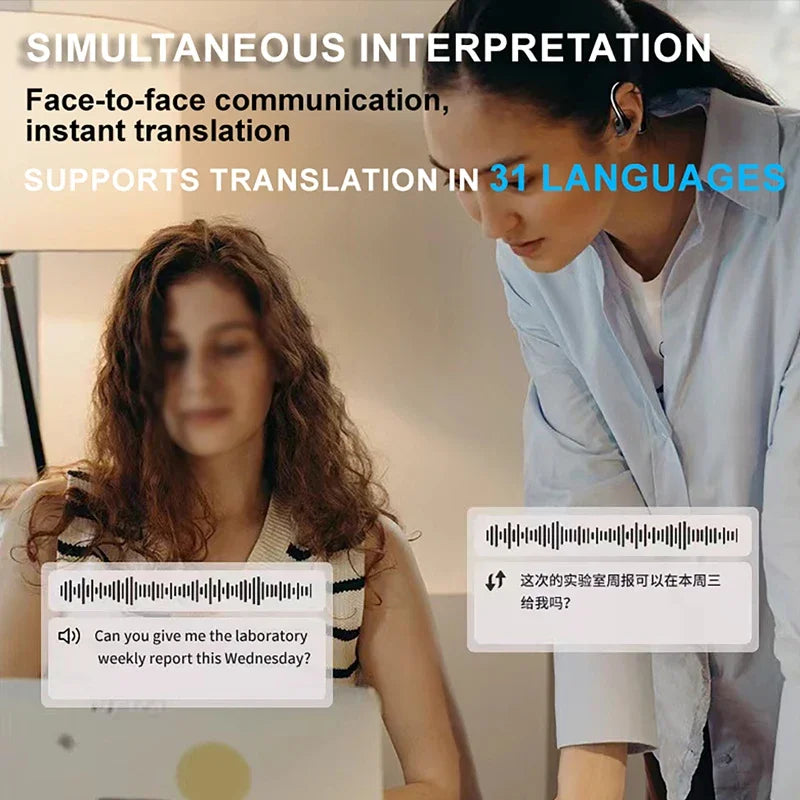 144 Languages Translator Earbuds Bluetooth-Compatible 5.4 Real Time Voice Translator Noise Cancelling Translation Earphones
