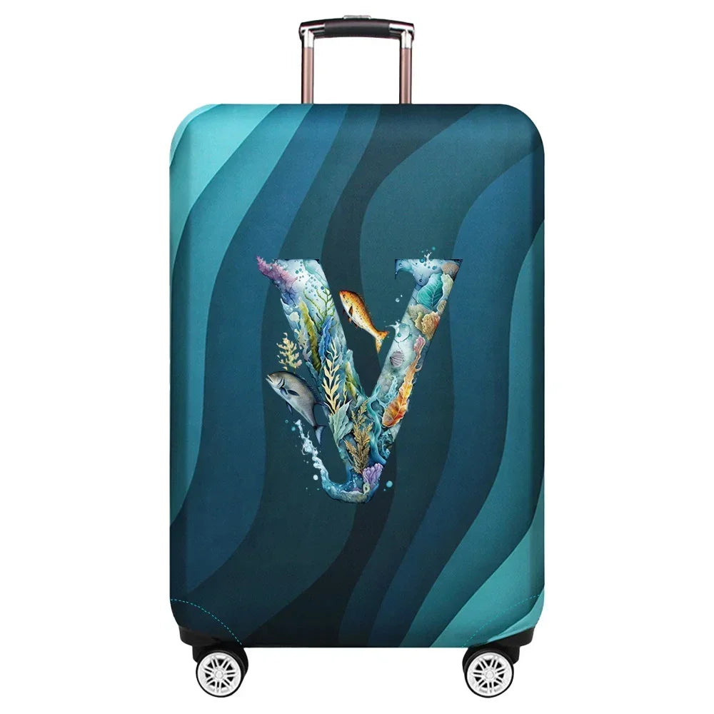 Elastic Fish Letter Series Luggage Protective Cover Suitable for 18-32 Inch Bag Suitcase Covers Trolley Cover Travel Accessories
