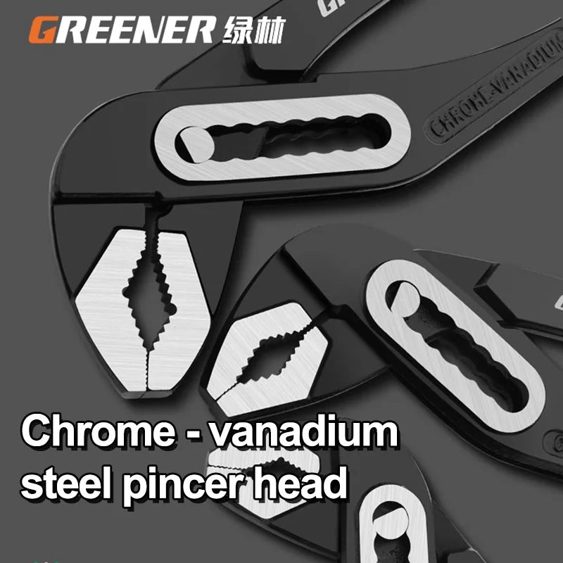 Greener 8" 10" 12"Water Pump Pliers 1-Piece Multifunctional Plier Quick-Release Straight Jaw Groove Joint Pliers Plumbing Pliers