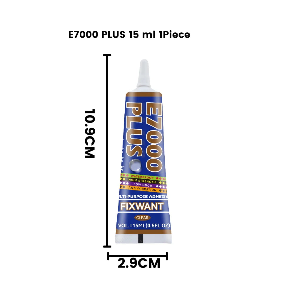 E7000 PLUS Multi-Purpose Glue - Strong Flexible Bond for Fabric, Leather, Metal, Plastic, Wood, Jewelry DIY & Repairs