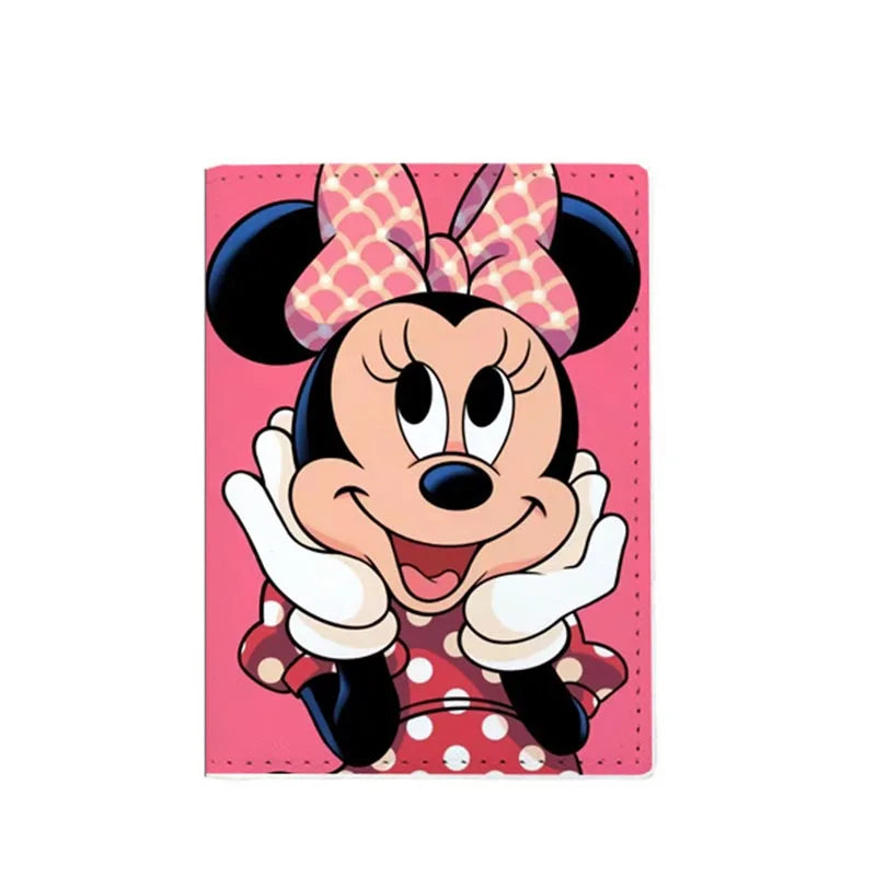 2023 Disney Mickey Minnie Mouse Travel Accessories Passport Cover Holder PU Leather Unisex ID Bank Card Holders Wedding Gifts