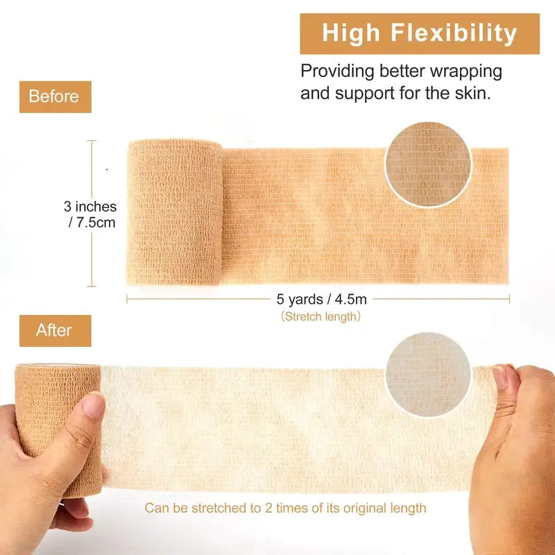 1/10 Rolls  Adhesive Bandage Elastic Breathable Sports Self Adhesive Tape Beige Wrap Finger Tape For Wrist Ankle