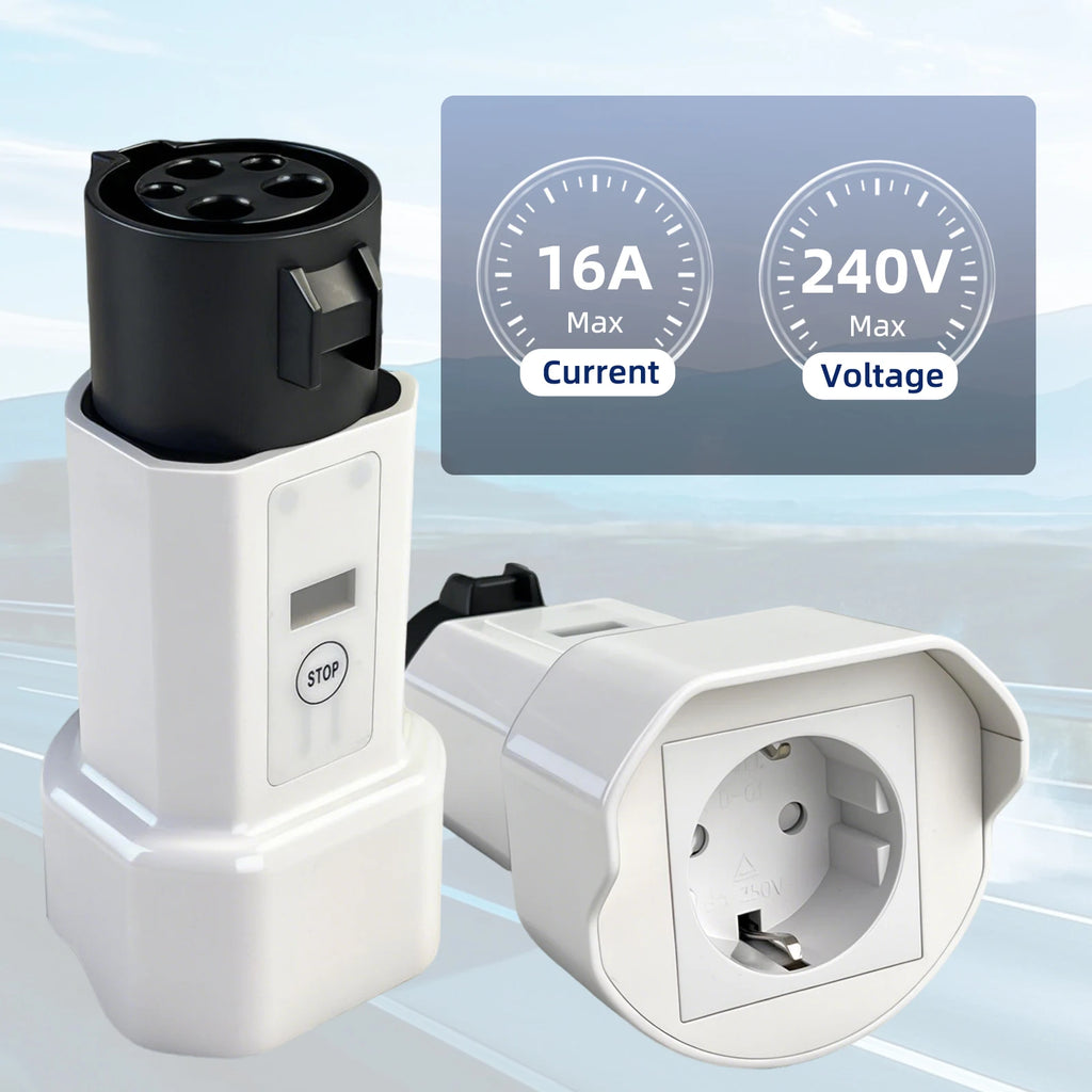 EVqiaoyi Type1 to Schuko Socket EV Adapter J1772 Male Discharging Plug Charging Station Accessories Powering Household Devices