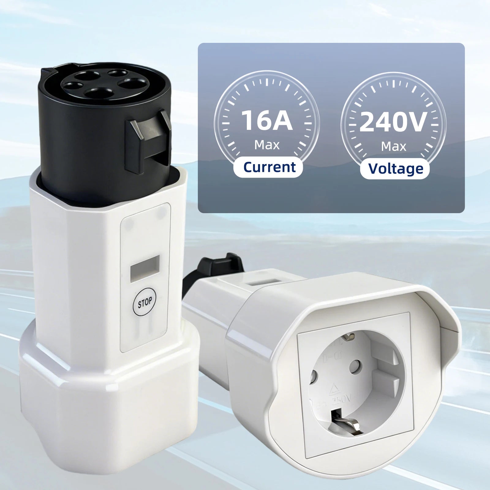 EVqiaoyi Type1 to Schuko Socket EV Adapter J1772 Male Discharging Plug Charging Station Accessories Powering Household Devices