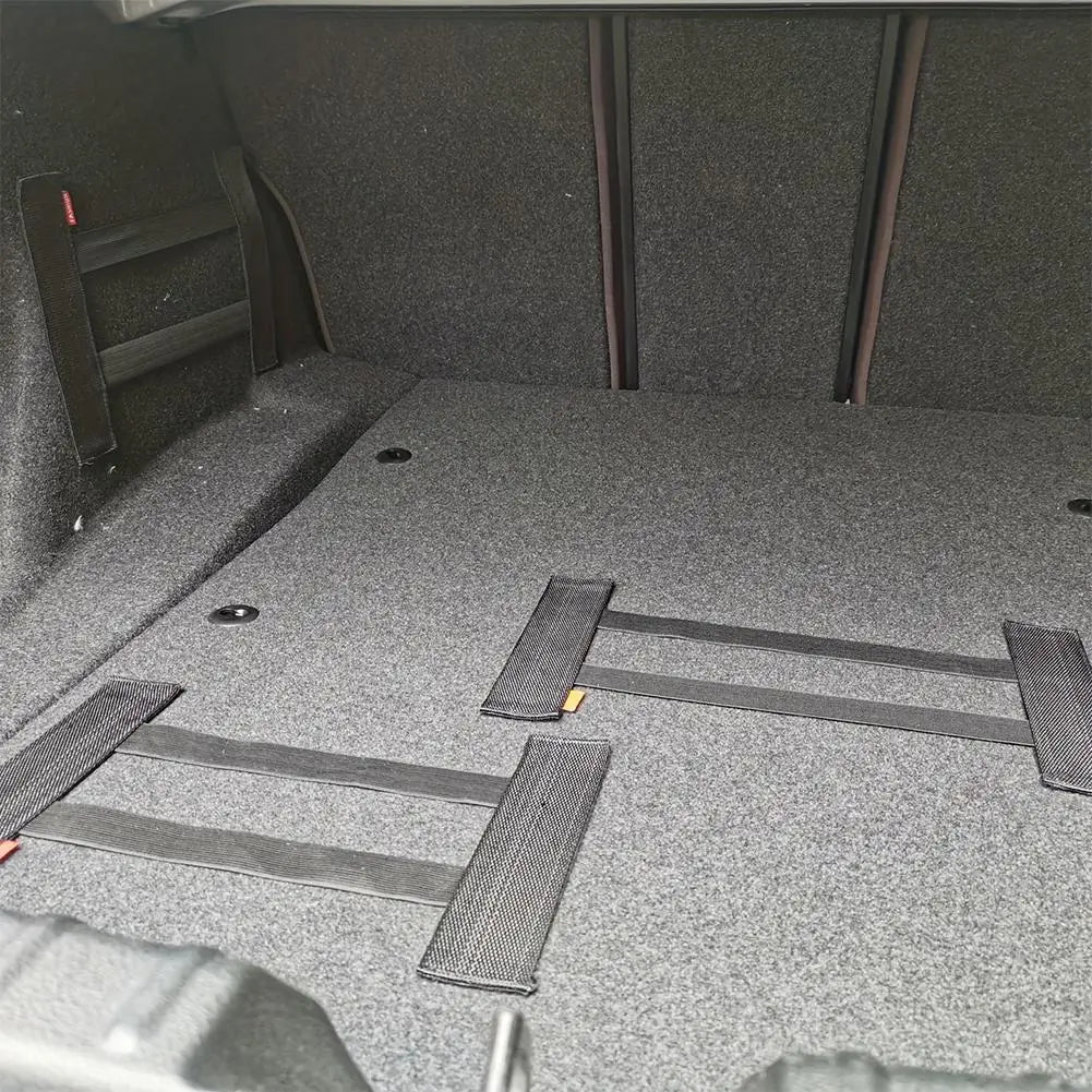 Car Trunk Organizer with Hook & Loop Tape, Non-Slip Storage Box & Universal Fixing Belt for Plush Car Interiors, Prevents Spills