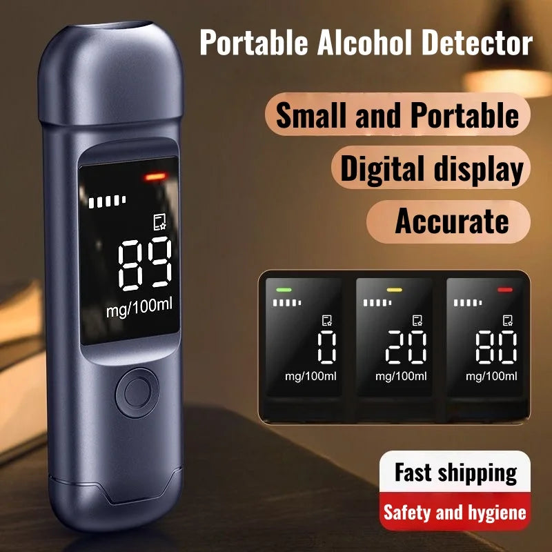 Portable Breathalyzer Digital Alcohol Tester High Accuracy Breath Alcohol Detector with LCD Display for Driving Safety Test