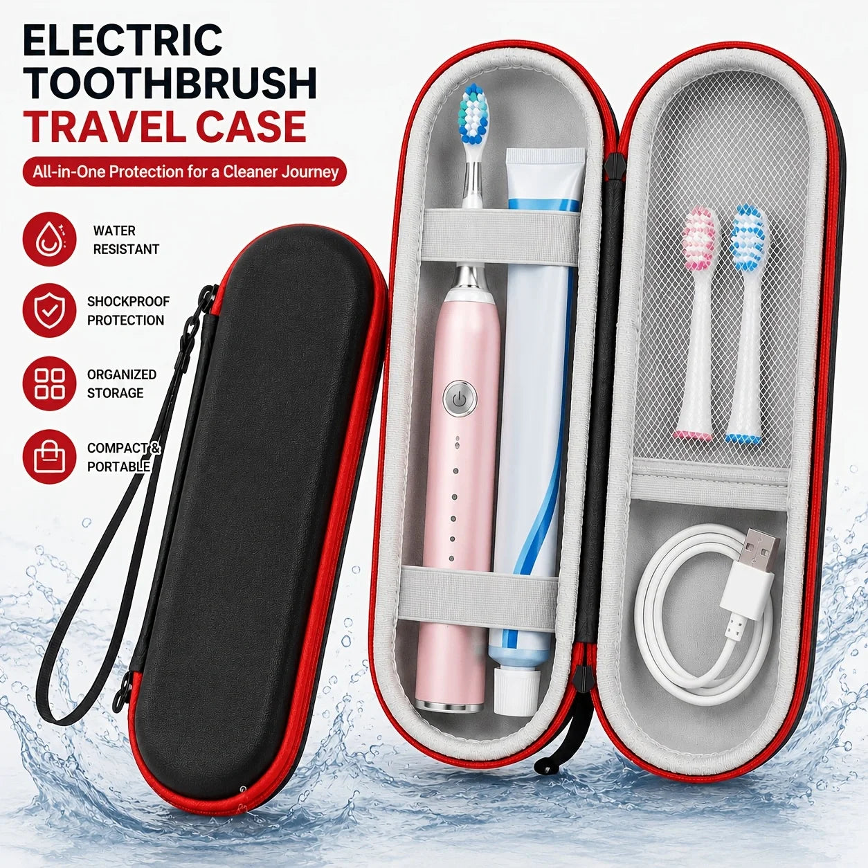 Electric Toothbrush Case EVA Hard Shell Travel Storage Case Waterproof Portable Protective Toothbrush Holder Carrying Organizer