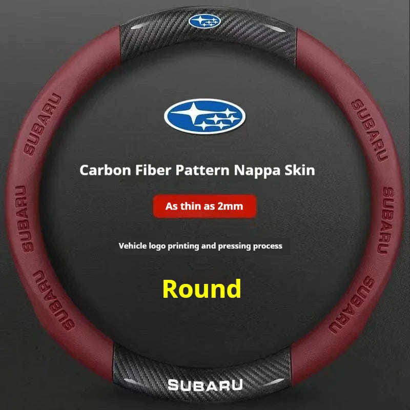 For Subaru Brz Wrx Xv Ascent Forester Outback Impreza Legacy Car AntiSlip Carbon Fiber Leather Ultrathin Steering Wheel Cover