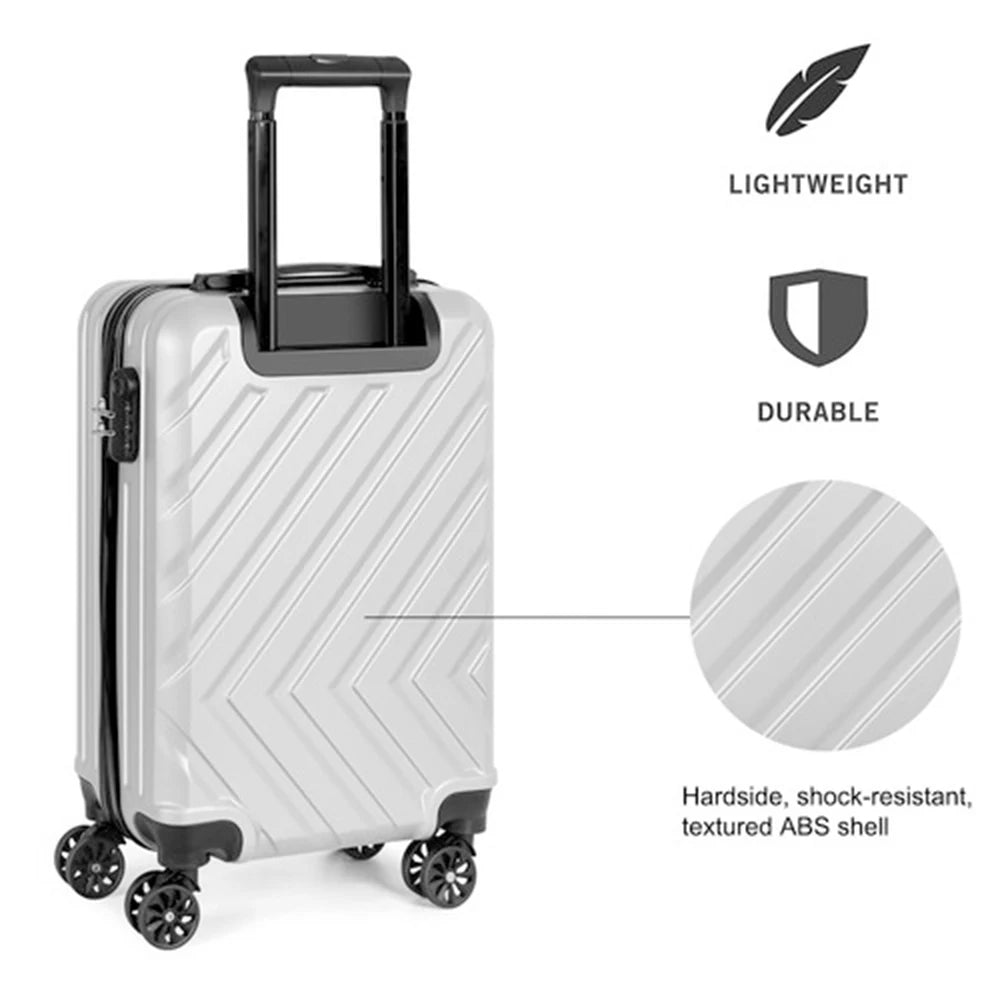 Silver 20' ABS Rolling Luggage with Standard Lock - Lightweight Suitcase for Travel