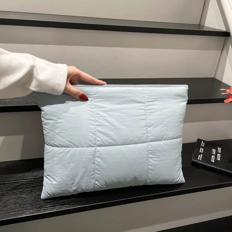 Korean Cross Border Puff  Laptop Bag  for Macbook Shockproof Hand Carry Clutch Bag Comfortable and Versatile Texture Pillow Bag