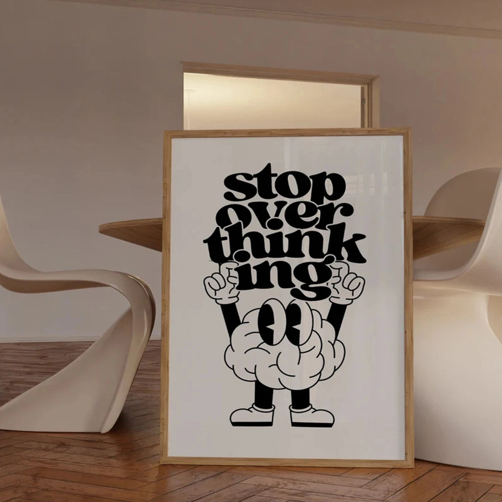 Stop Overthinking Brain And Shoes Wall Art Prints Canvas Painting Poster Picture For Living BedRoom Home Decor