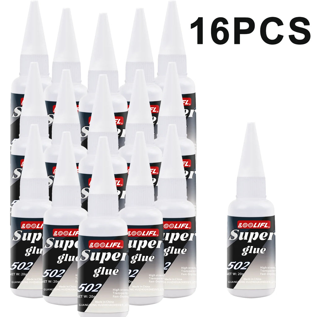 Loolifl, Best-Selling 1-25Pcs 502 Super Glue, Quick-Drying Cyanoacrylate Adhesive for Glass, Leather, Rubber, Wood, Metal, Strong Industrial Strength Glue